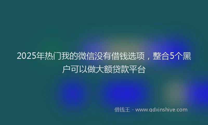 2025年热门我的微信没有借钱选项，整合5个黑户可以做大额贷款平台