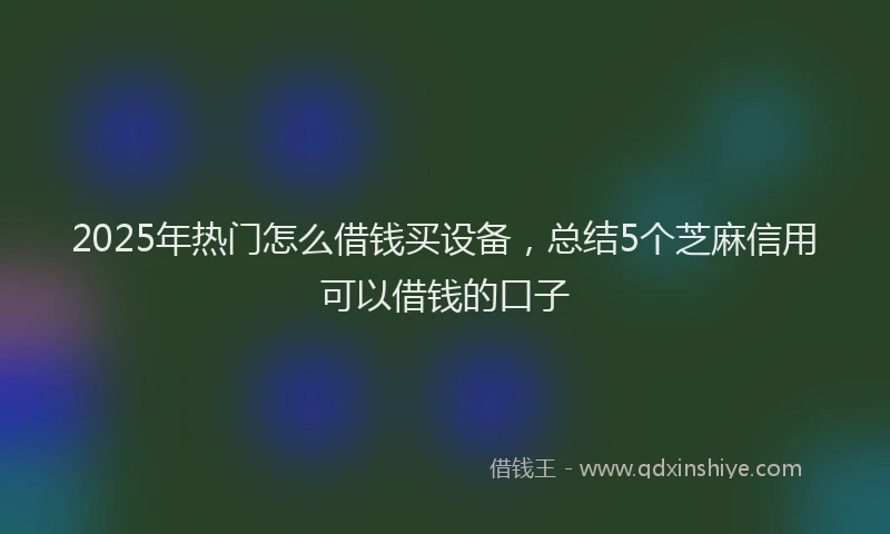2025年热门怎么借钱买设备，总结5个芝麻信用可以借钱的口子