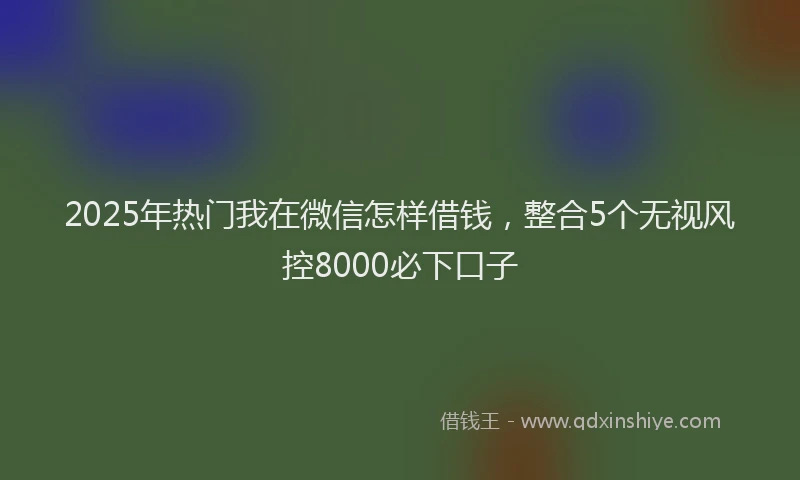 2025年热门我在微信怎样借钱，整合5个无视风控8000必下口子