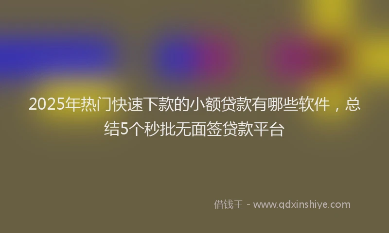 2025年热门快速下款的小额贷款有哪些软件，总结5个秒批无面签贷款平台