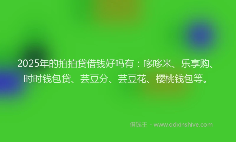 2025年的拍拍贷借钱好吗有：哆哆米、乐享购、时时钱包贷、芸豆分、芸豆花、樱桃钱包等。