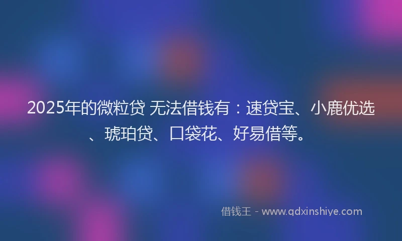 2025年的微粒贷 无法借钱有：速贷宝、小鹿优选、琥珀贷、口袋花、好易借等。