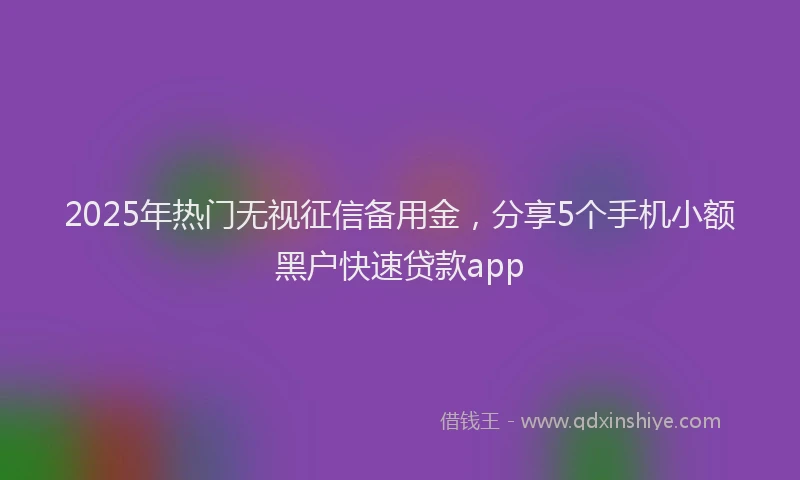 2025年热门无视征信备用金，分享5个手机小额黑户快速贷款app