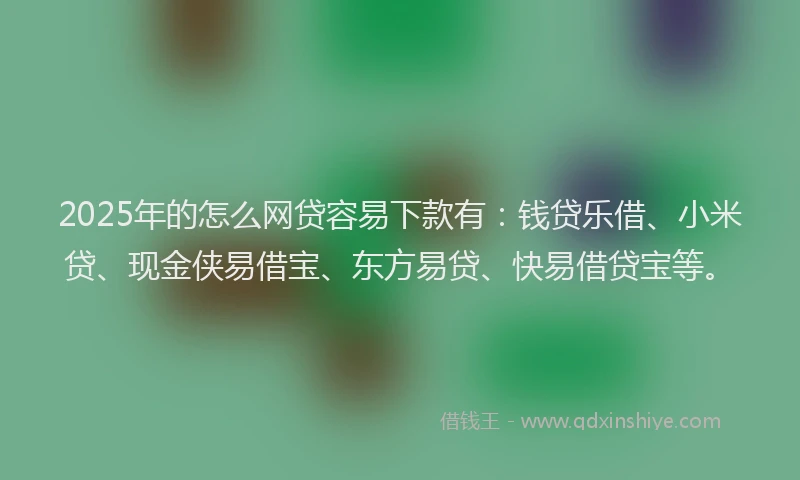 2025年的怎么网贷容易下款有：钱贷乐借、小米贷、现金侠易借宝、东方易贷、快易借贷宝等。