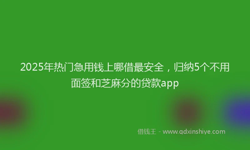 2025年热门急用钱上哪借最安全，归纳5个不用面签和芝麻分的贷款app