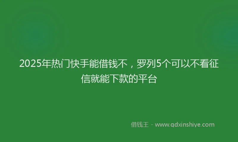 2025年热门快手能借钱不，罗列5个可以不看征信就能下款的平台
