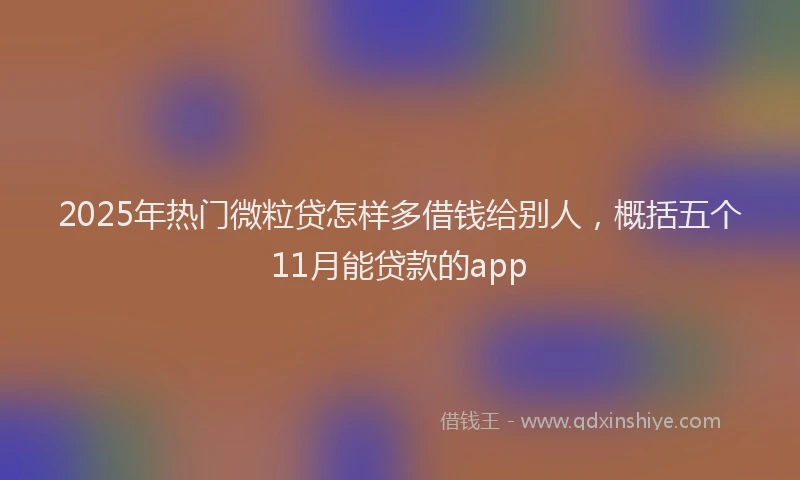 2025年热门微粒贷怎样多借钱给别人，概括五个11月能贷款的app
