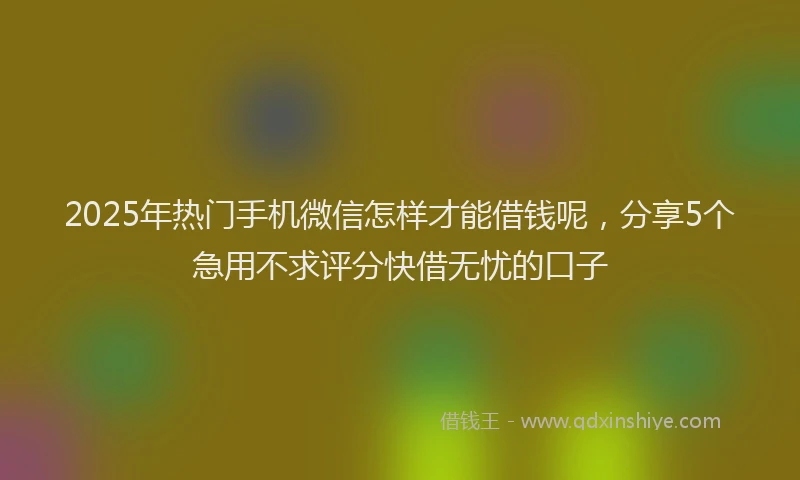 2025年热门手机微信怎样才能借钱呢，分享5个急用不求评分快借无忧的口子
