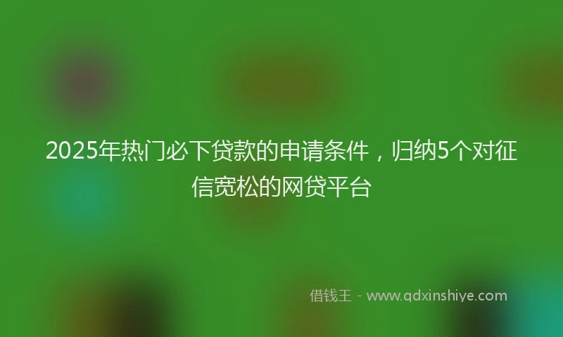 2025年热门必下贷款的申请条件，归纳5个对征信宽松的网贷平台
