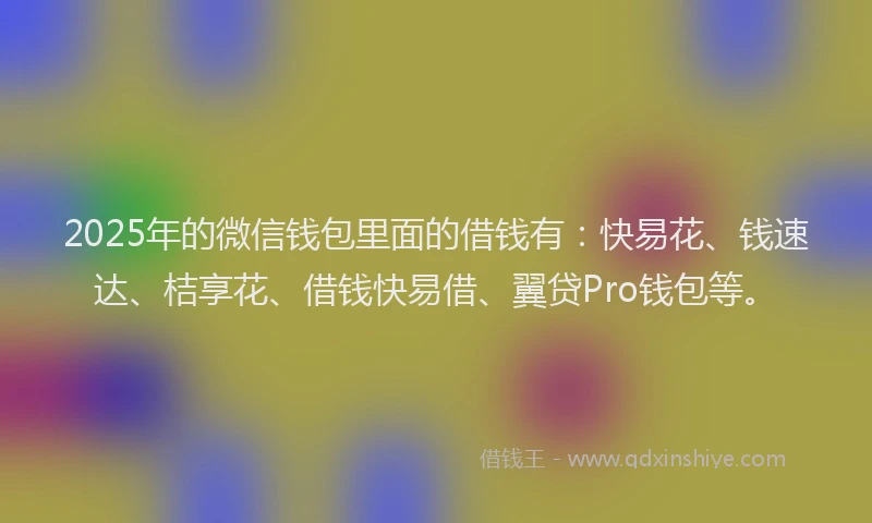 2025年的微信钱包里面的借钱有：快易花、钱速达、桔享花、借钱快易借、翼贷Pro钱包等。