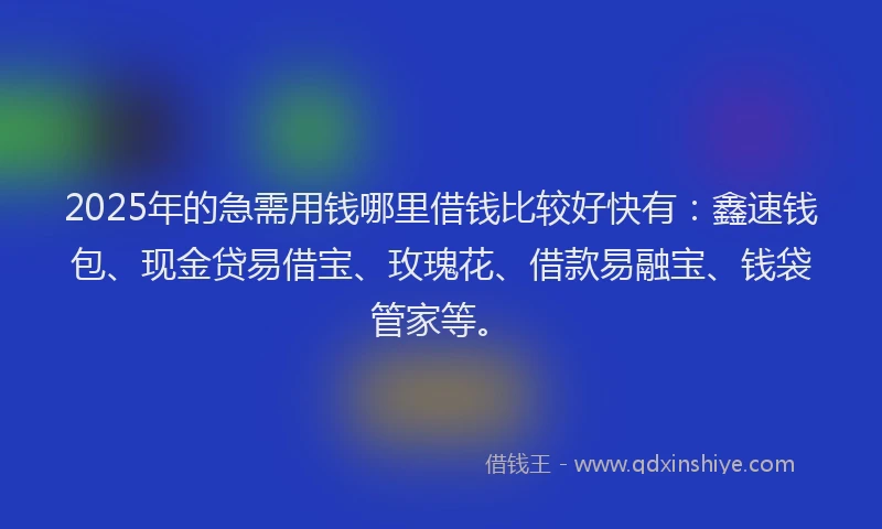 2025年的急需用钱哪里借钱比较好快有：鑫速钱包、现金贷易借宝、玫瑰花、借款易融宝、钱袋管家等。