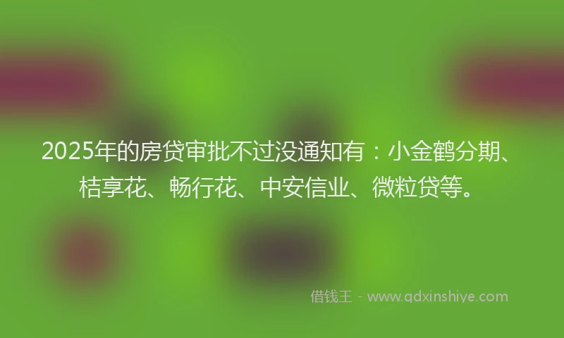2025年的房贷审批不过没通知有：小金鹤分期、桔享花、畅行花、中安信业、微粒贷等。
