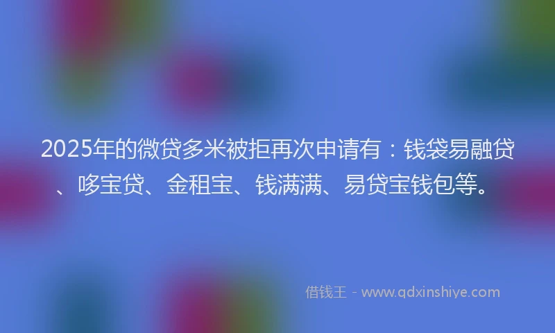 2025年的微贷多米被拒再次申请有：钱袋易融贷、哆宝贷、金租宝、钱满满、易贷宝钱包等。