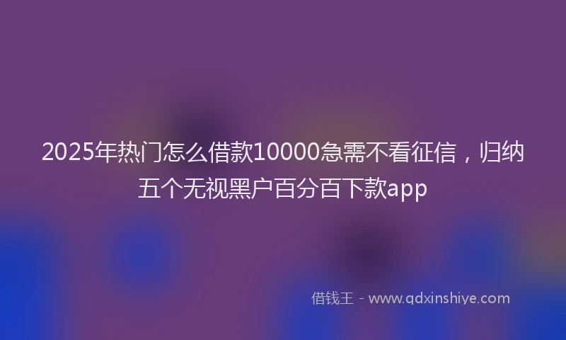 2025年热门怎么借款10000急需不看征信，归纳五个无视黑户百分百下款app