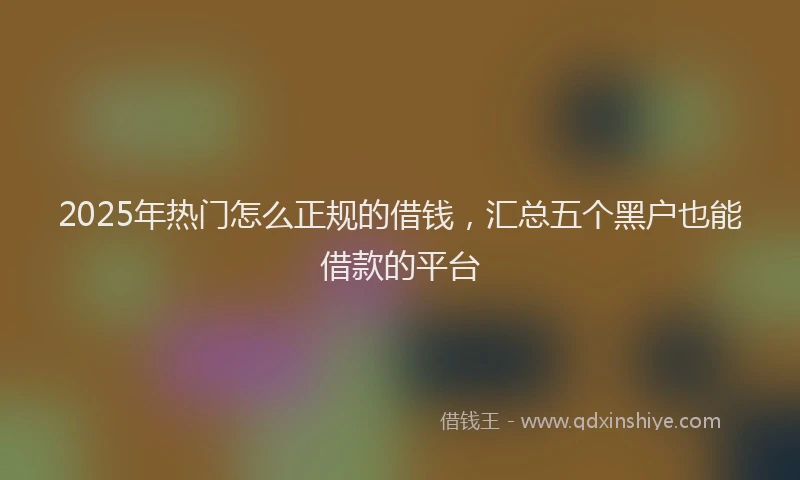 2025年热门怎么正规的借钱，汇总五个黑户也能借款的平台