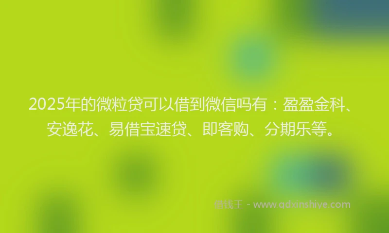 2025年的微粒贷可以借到微信吗有：盈盈金科、安逸花、易借宝速贷、即客购、分期乐等。
