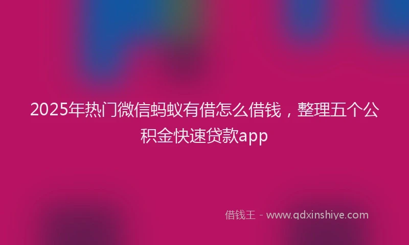 2025年热门微信蚂蚁有借怎么借钱，整理五个公积金快速贷款app