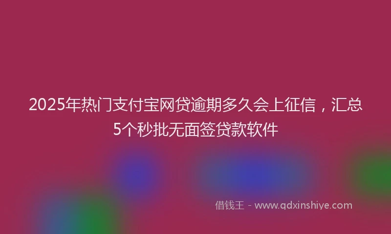2025年热门支付宝网贷逾期多久会上征信，汇总5个秒批无面签贷款软件