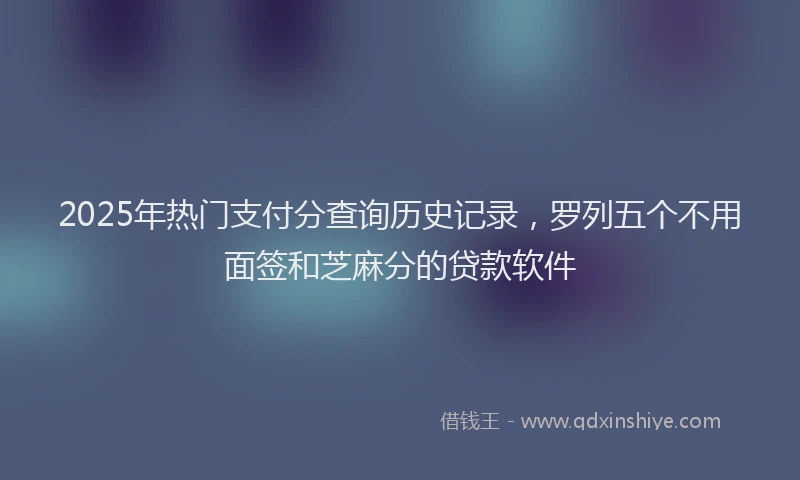 2025年热门支付分查询历史记录，罗列五个不用面签和芝麻分的贷款软件
