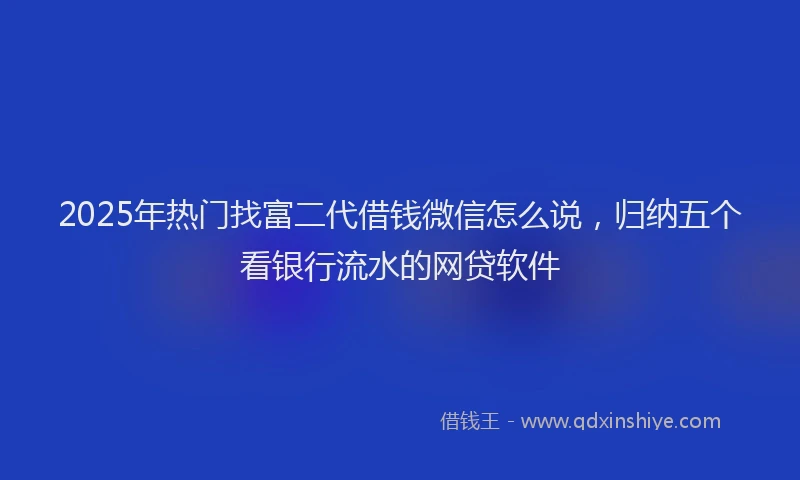 2025年热门找富二代借钱微信怎么说，归纳五个看银行流水的网贷软件
