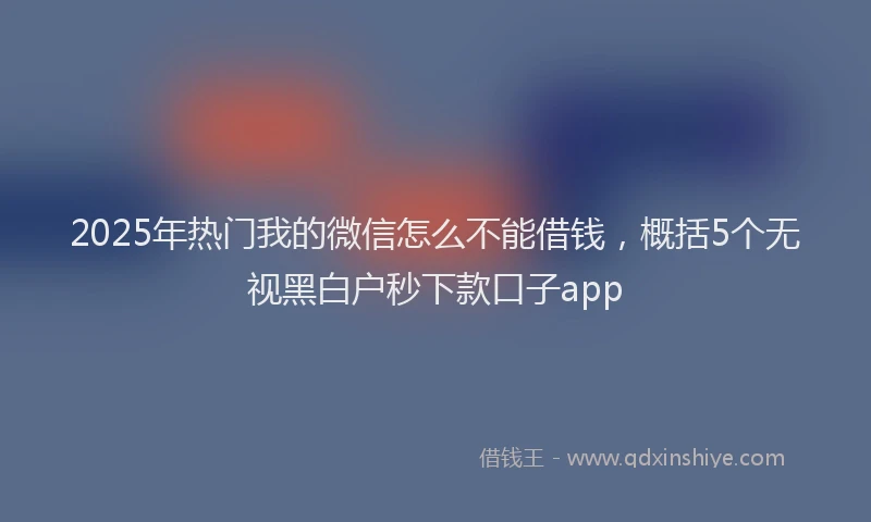 2025年热门我的微信怎么不能借钱，概括5个无视黑白户秒下款口子app