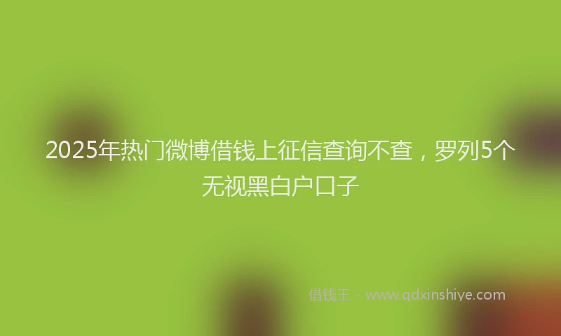2025年热门微博借钱上征信查询不查，罗列5个无视黑白户口子