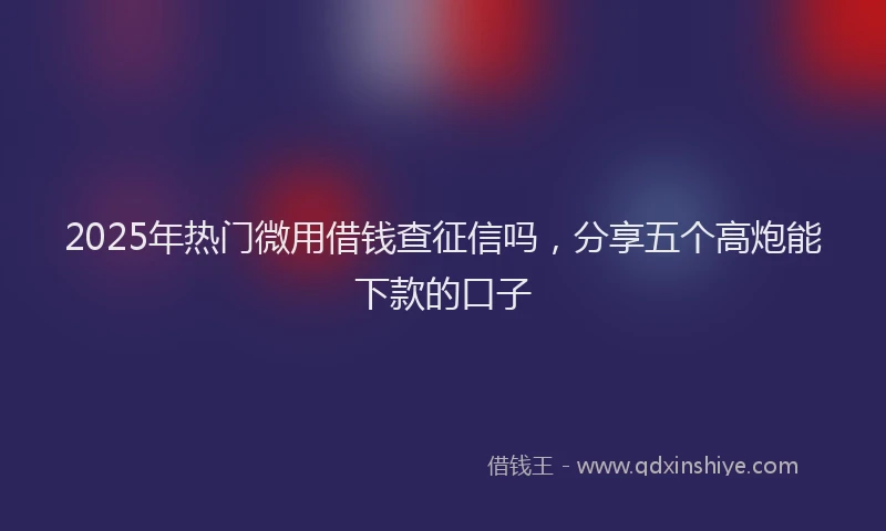 2025年热门微用借钱查征信吗，分享五个高炮能下款的口子