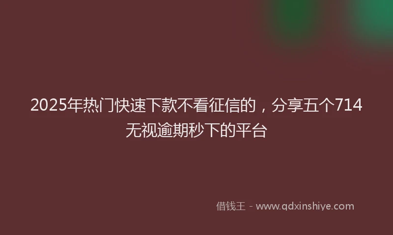 2025年热门快速下款不看征信的，分享五个714无视逾期秒下的平台