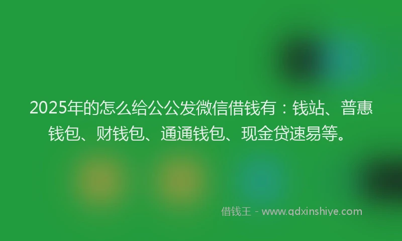 2025年的怎么给公公发微信借钱有：钱站、普惠钱包、财钱包、通通钱包、现金贷速易等。
