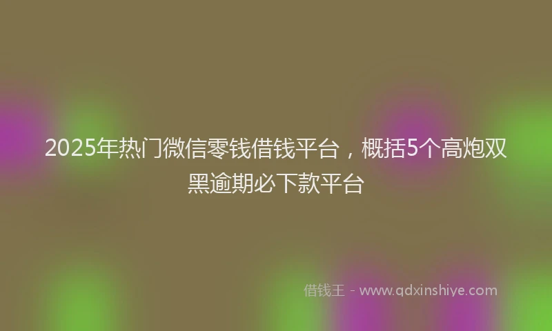 2025年热门微信零钱借钱平台，概括5个高炮双黑逾期必下款平台