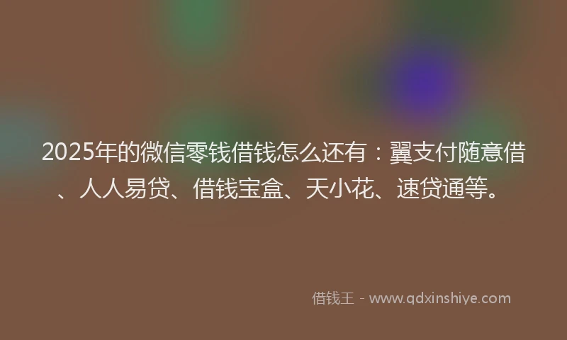 2025年的微信零钱借钱怎么还有：翼支付随意借、人人易贷、借钱宝盒、天小花、速贷通等。