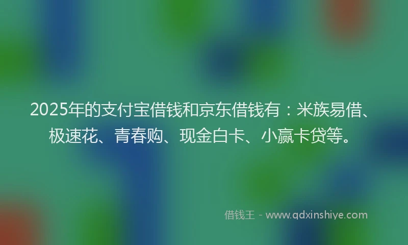 2025年的支付宝借钱和京东借钱有：米族易借、极速花、青春购、现金白卡、小赢卡贷等。