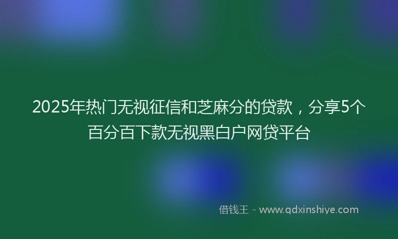2025年热门无视征信和芝麻分的贷款，分享5个百分百下款无视黑白户网贷平台