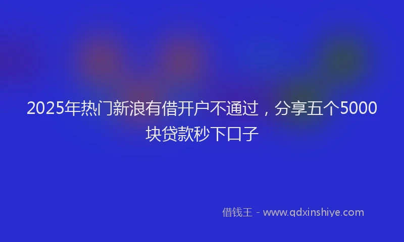 2025年热门新浪有借开户不通过，分享五个5000块贷款秒下口子
