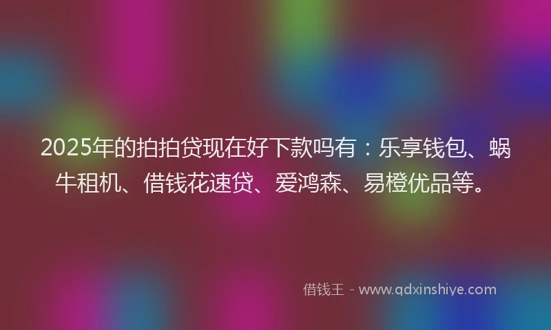 2025年的拍拍贷现在好下款吗有：乐享钱包、蜗牛租机、借钱花速贷、爱鸿森、易橙优品等。