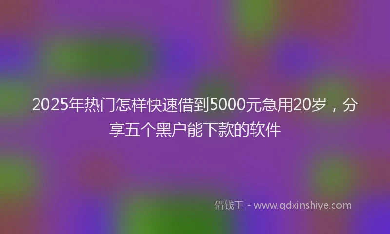 2025年热门怎样快速借到5000元急用20岁，分享五个黑户能下款的软件