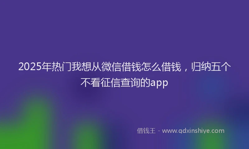 2025年热门我想从微信借钱怎么借钱，归纳五个不看征信查询的app