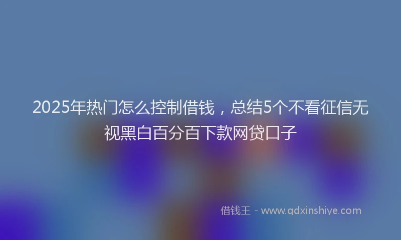2025年热门怎么控制借钱，总结5个不看征信无视黑白百分百下款网贷口子