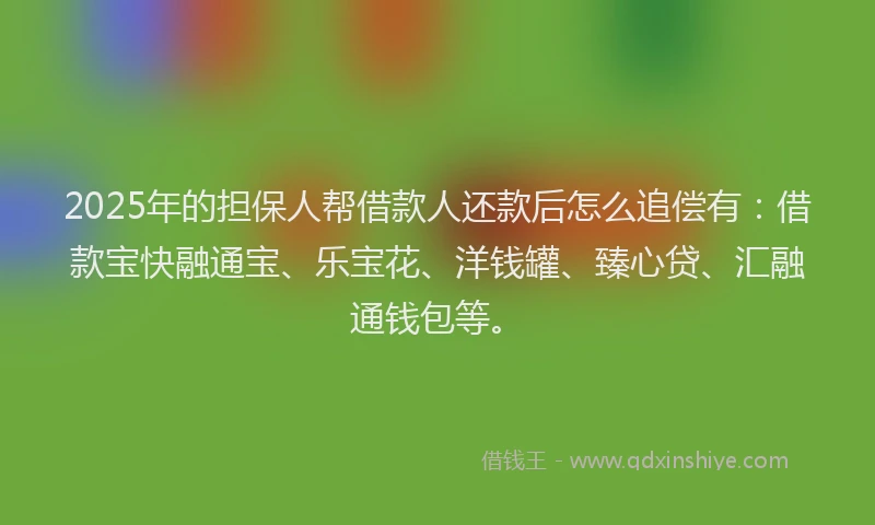 2025年的担保人帮借款人还款后怎么追偿有：借款宝快融通宝、乐宝花、洋钱罐、臻心贷、汇融通钱包等。