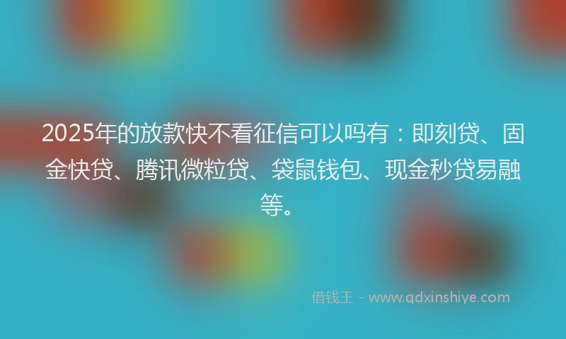 2025年的放款快不看征信可以吗有：即刻贷、固金快贷、腾讯微粒贷、袋鼠钱包、现金秒贷易融等。