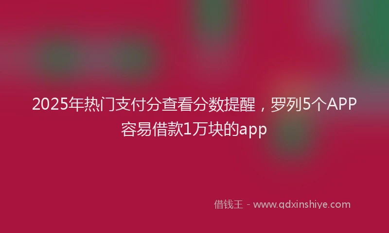 2025年热门支付分查看分数提醒，罗列5个APP容易借款1万块的app
