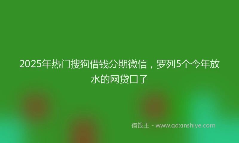 2025年热门搜狗借钱分期微信，罗列5个今年放水的网贷口子
