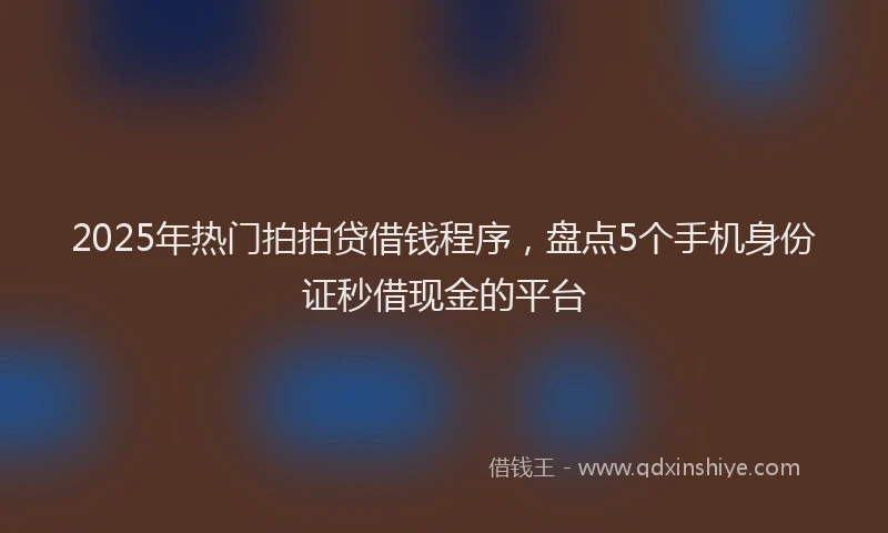 2025年热门拍拍贷借钱程序，盘点5个手机身份证秒借现金的平台