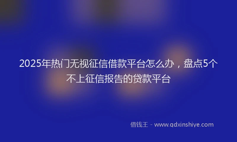 2025年热门无视征信借款平台怎么办，盘点5个不上征信报告的贷款平台