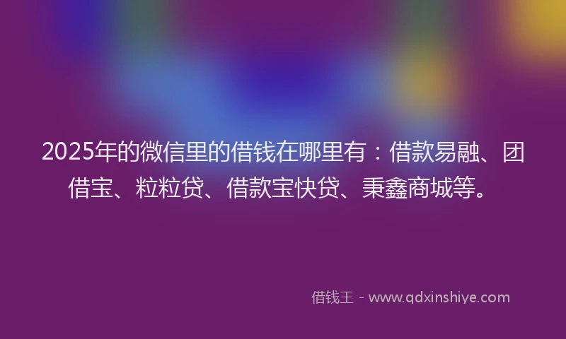 2025年的微信里的借钱在哪里有：借款易融、团借宝、粒粒贷、借款宝快贷、秉鑫商城等。