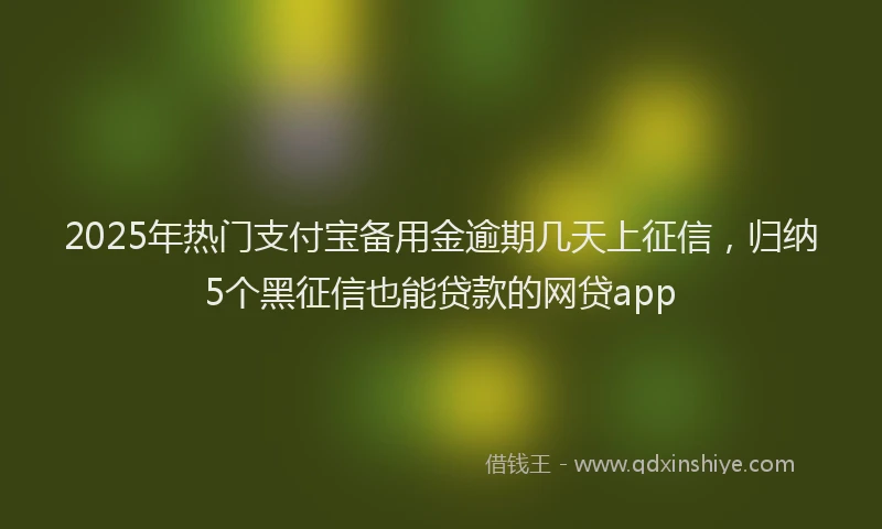 2025年热门支付宝备用金逾期几天上征信，归纳5个黑征信也能贷款的网贷app