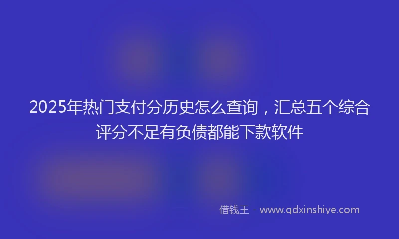 2025年热门支付分历史怎么查询，汇总五个综合评分不足有负债都能下款软件