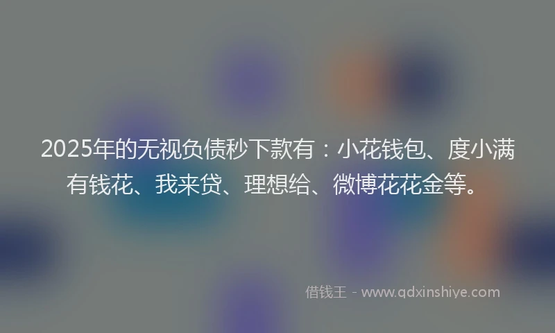 2025年的无视负债秒下款有：小花钱包、度小满有钱花、我来贷、理想给、微博花花金等。