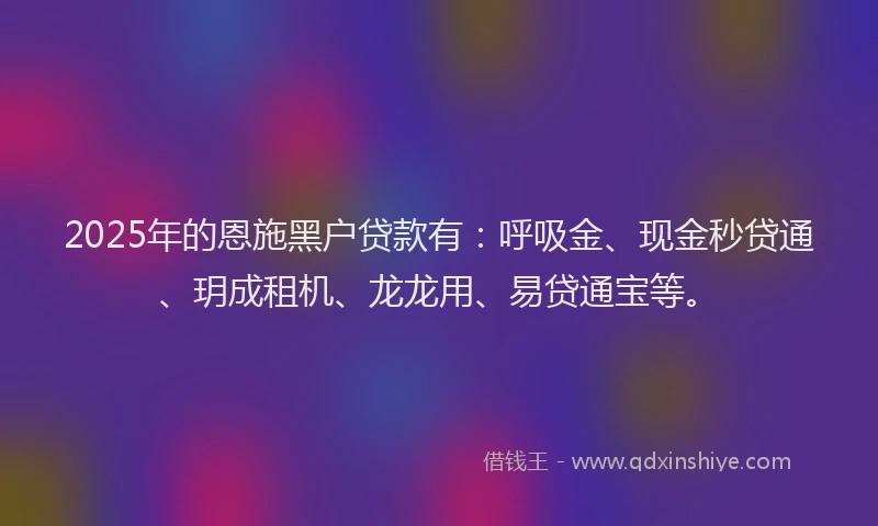 2025年的恩施黑户贷款有：呼吸金、现金秒贷通、玥成租机、龙龙用、易贷通宝等。