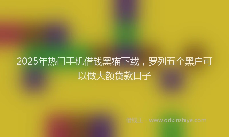 2025年热门手机借钱黑猫下载，罗列五个黑户可以做大额贷款口子